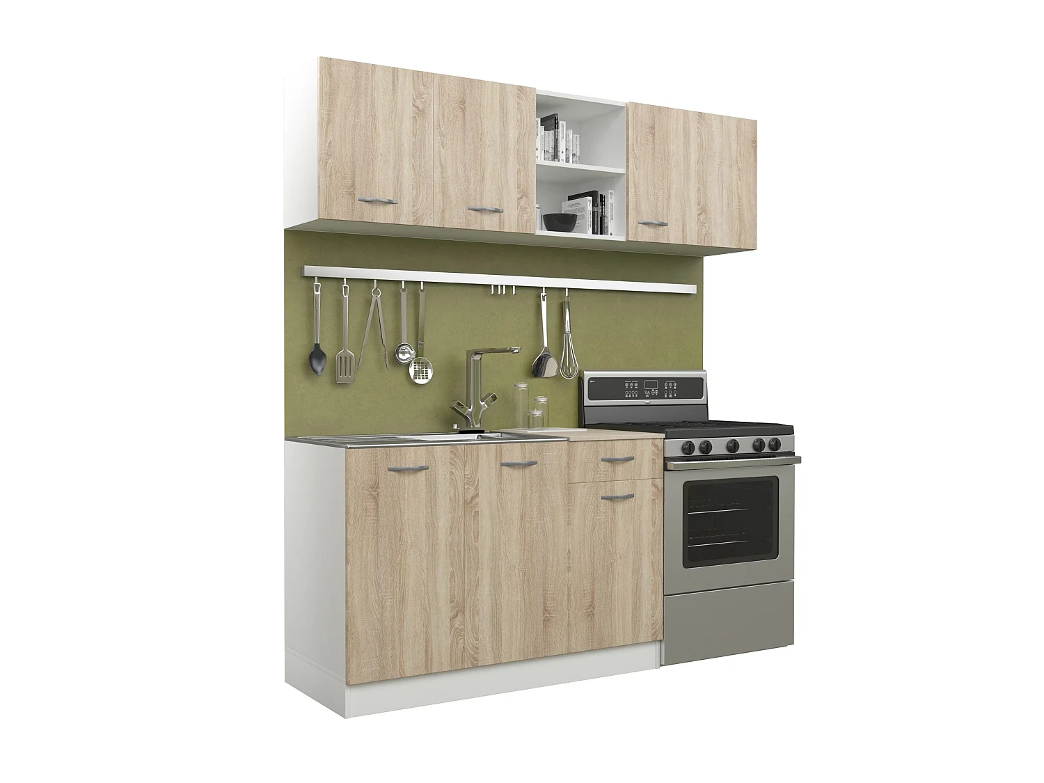 Conjunto Cozinha Kara haaus, Carvalho Sonoma/Branco, L 180 cm