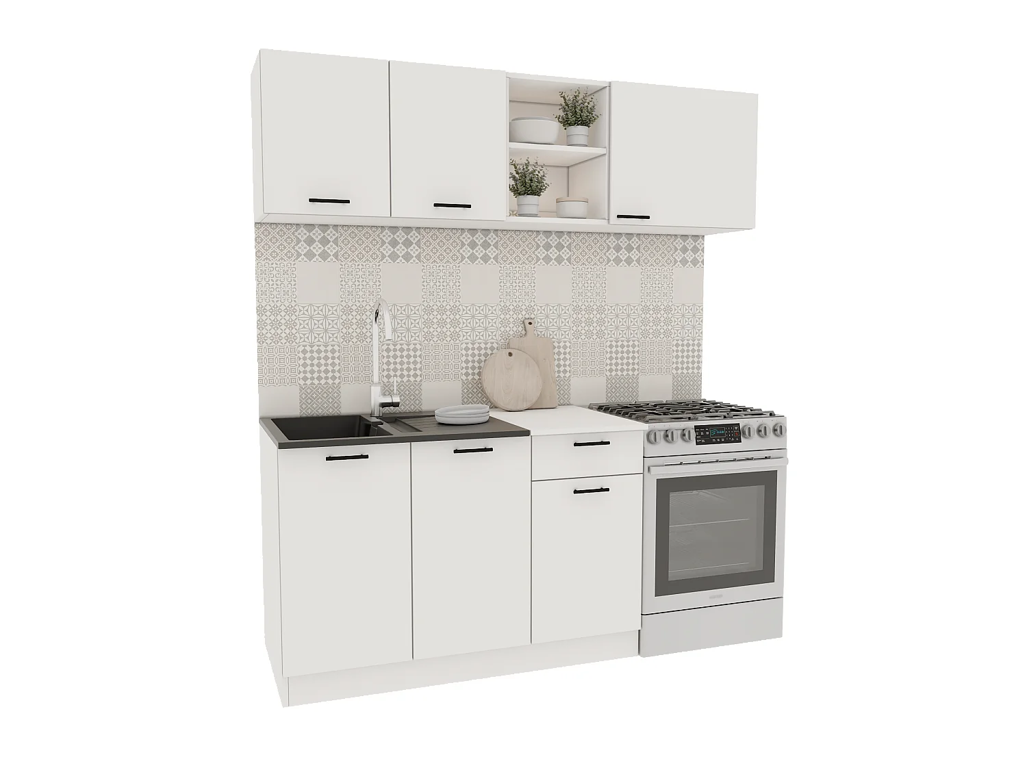 Conjunto Cozinha Kara haaus, Branco, L 180 cm