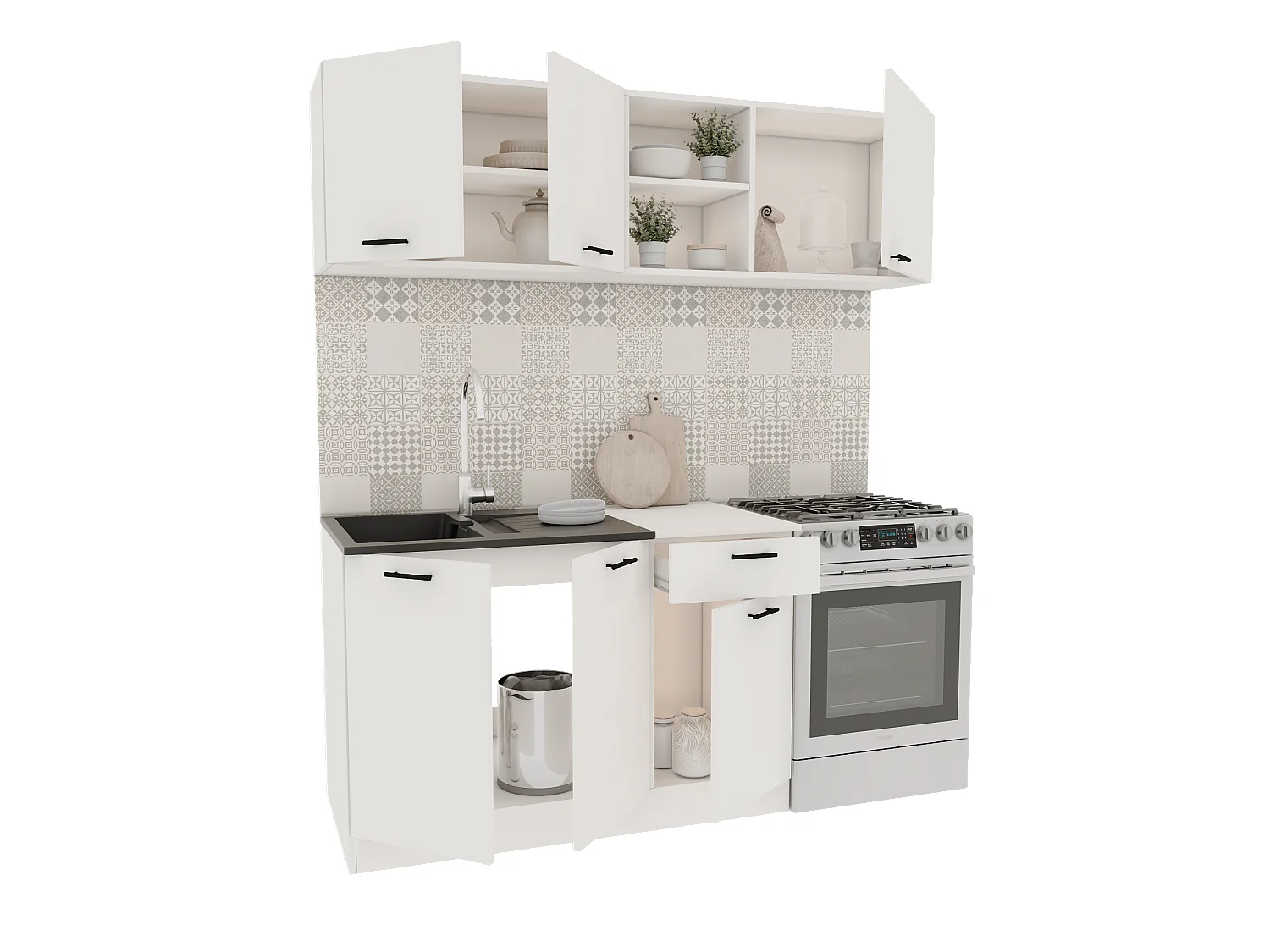 Conjunto Cozinha Kara haaus, Branco, L 180 cm
