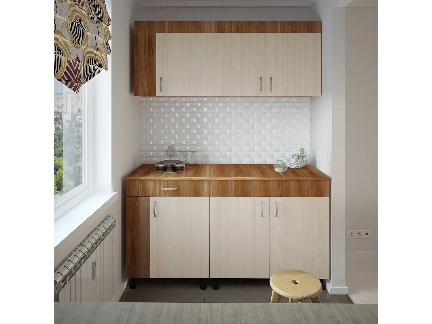 Conjunto Cozinha Reno haaus, Ameixeira/Ulme Claro, L 150 cm