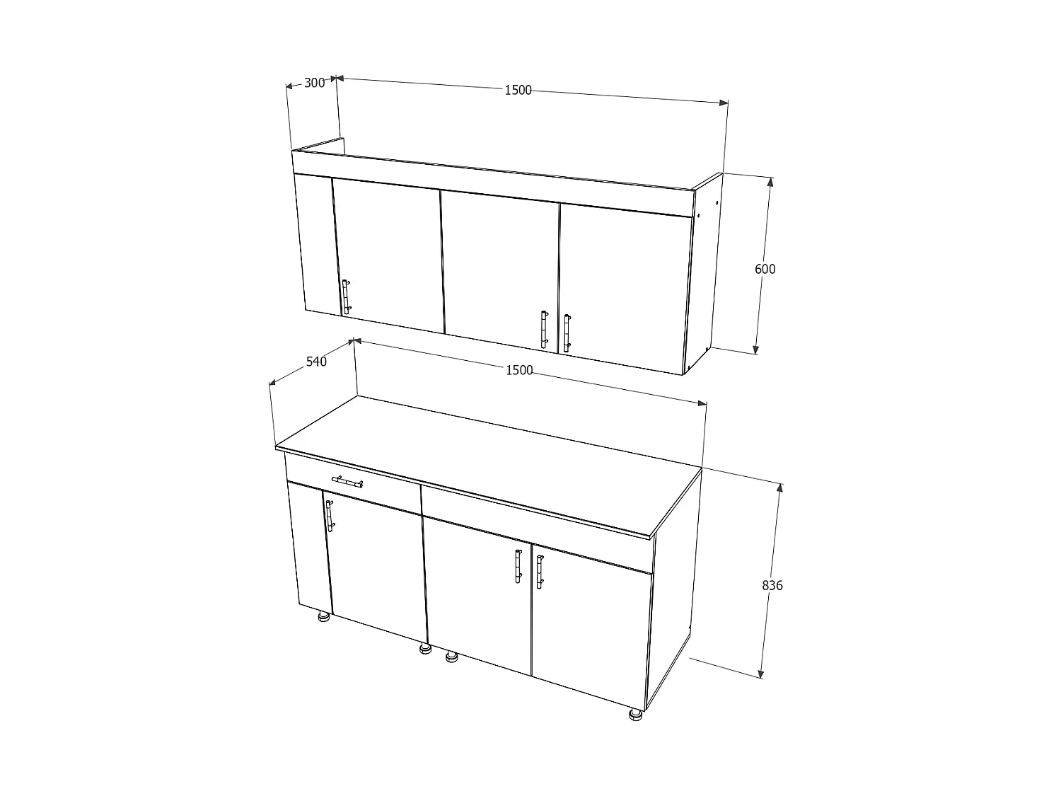 Conjunto Cozinha Reno haaus, Ameixeira/Ulme Claro, L 150 cm