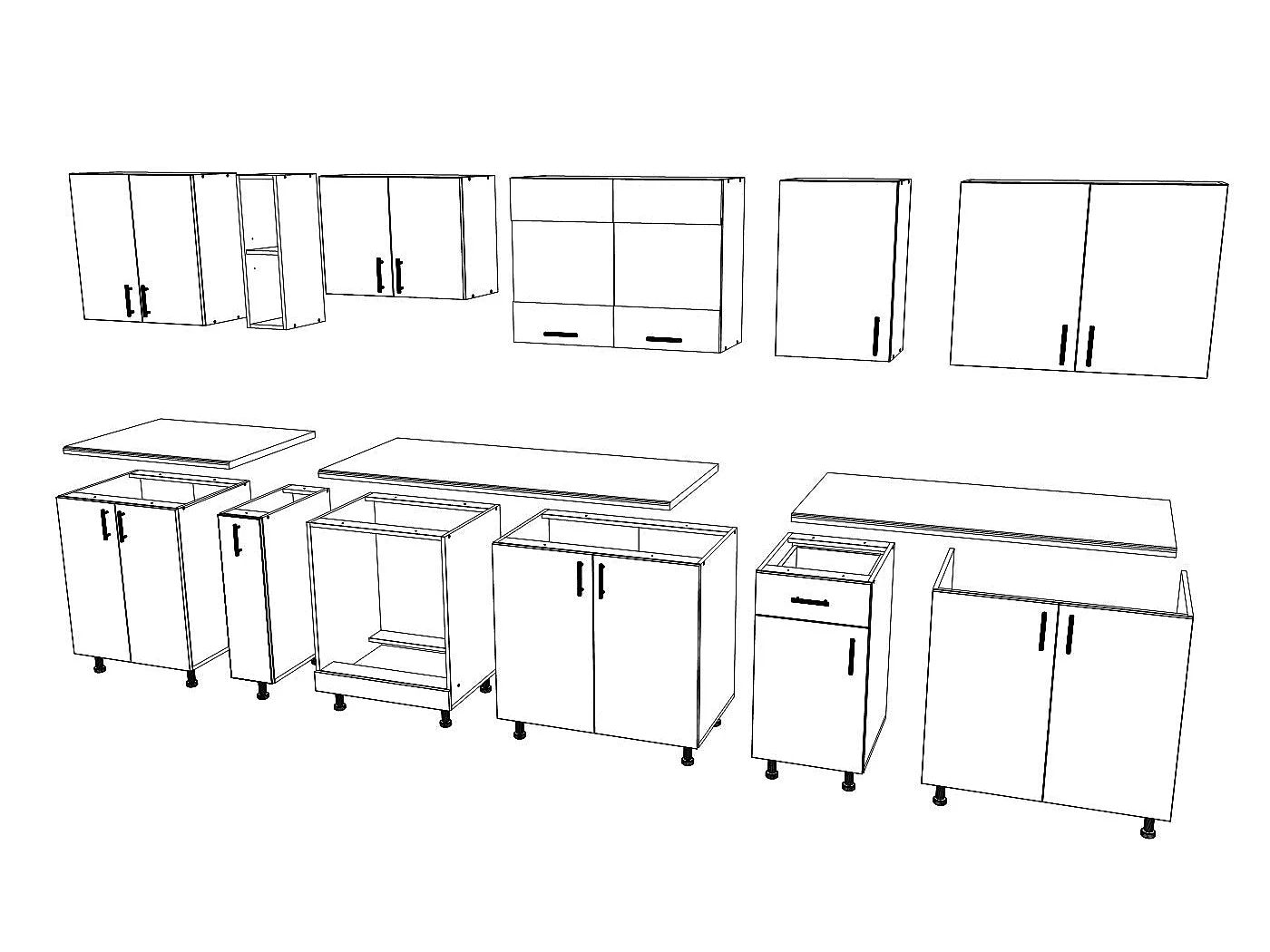 Conjunto Cocina haaus Karo V32, Blanco, Encimera Thermo 28 mm, L 340 cm