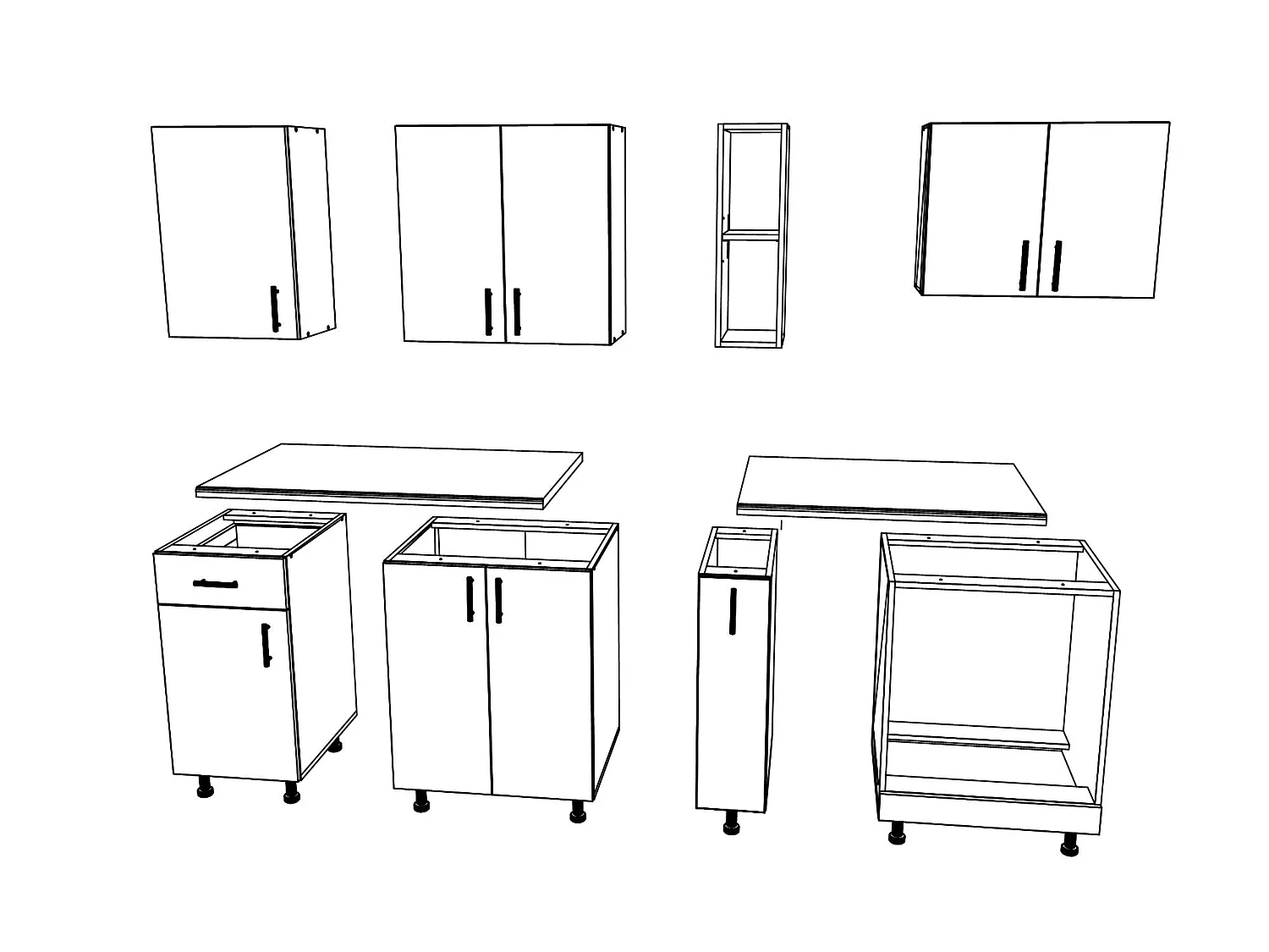 Set Cocina haaus Karo V9, Roble bronce/Blanco, Encimera Thermo 28 mm, L 260 cm