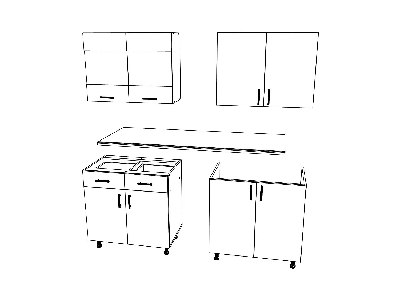 Set Cuisine haaus Karo V8, Chêne bronze/Blanc, Plan de travail Thermo 28 mm, L 240 cm