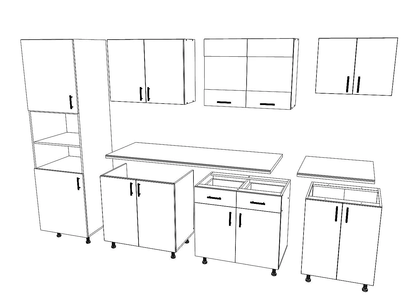 Set Cuisine haaus Karo V23, Chêne bronze/Blanc, Plan de travail Thermo 28 mm, L 280 cm