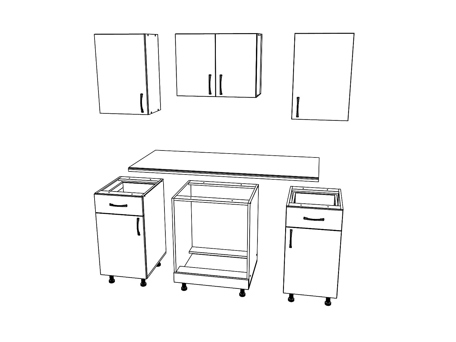 Set Cuisine haaus Karo V5, Chêne bronze/Blanc, Plan de Travail Thermo 28 mm, L 140 cm