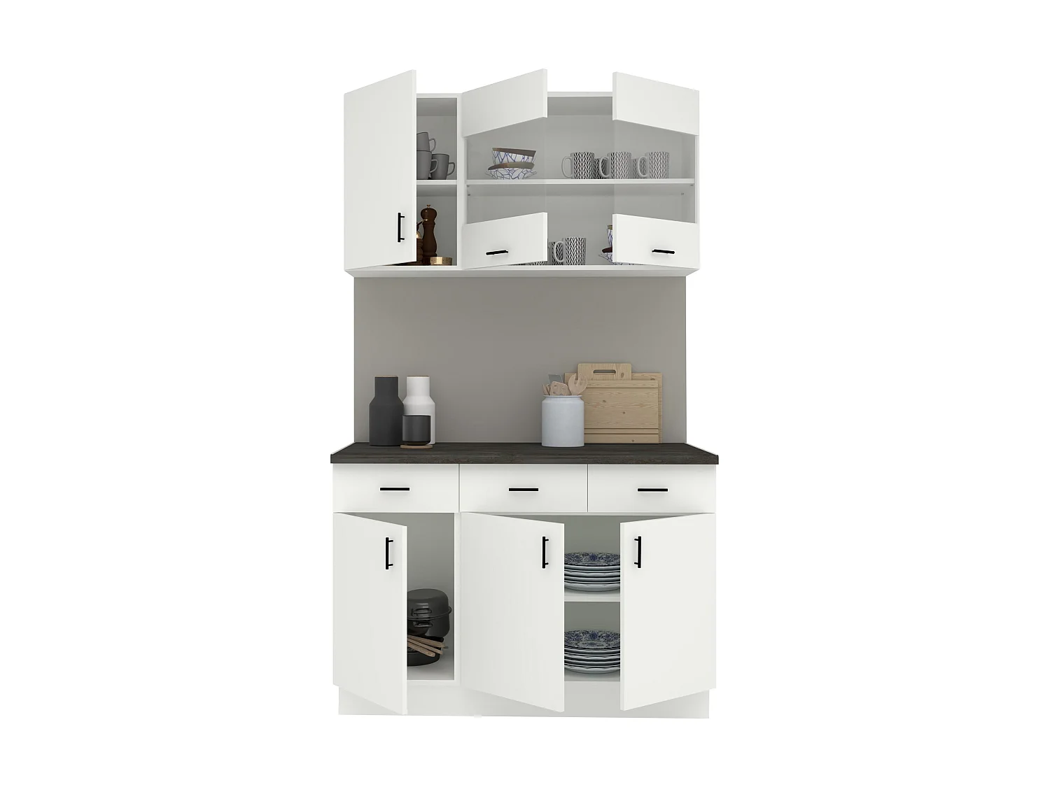 Set Cucina haaus Karo V3, Bianco, Piano Thermo 28 mm, L 120 cm