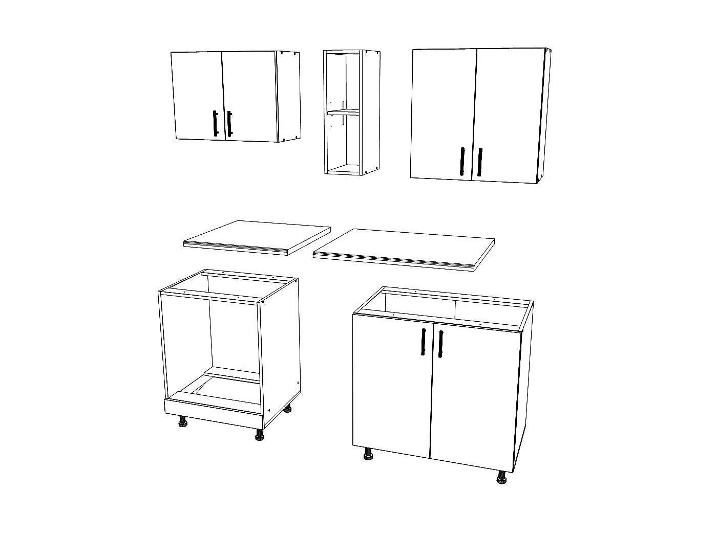 Set Cuisine haaus Karo V4, Anthracite/Blanc, Plan de Travail Thermo 28 mm, L 140 cm
