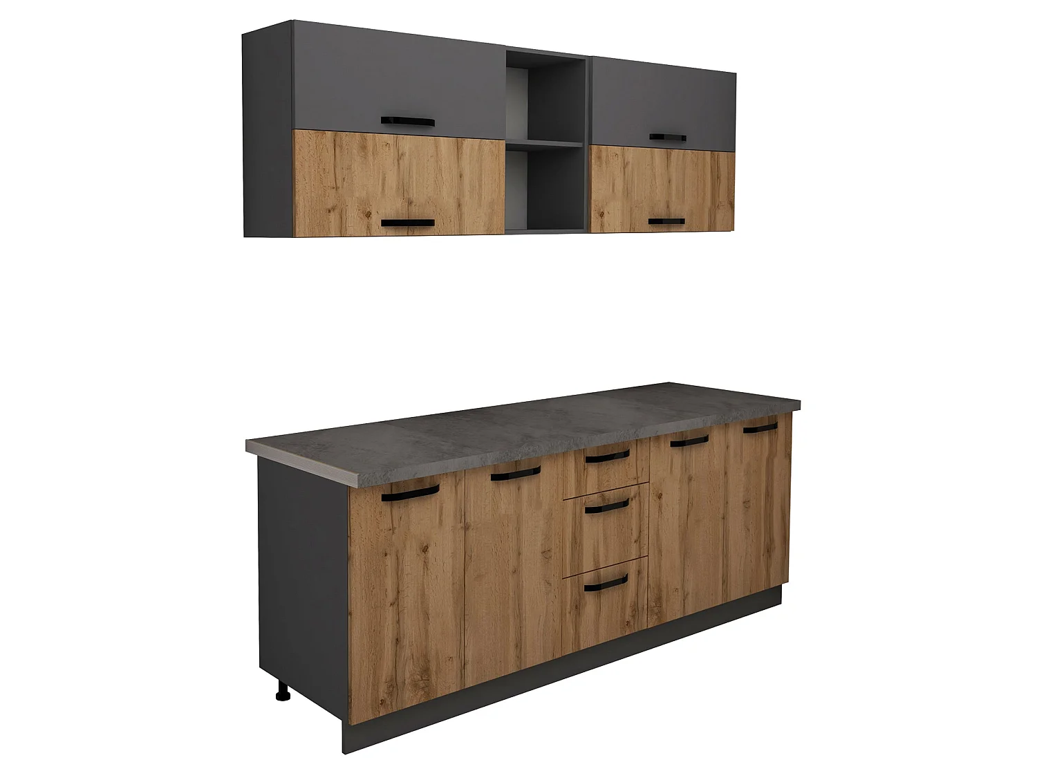 Cucina Arizona haaus, Antracite/Rovere Wotan, L 200 cm