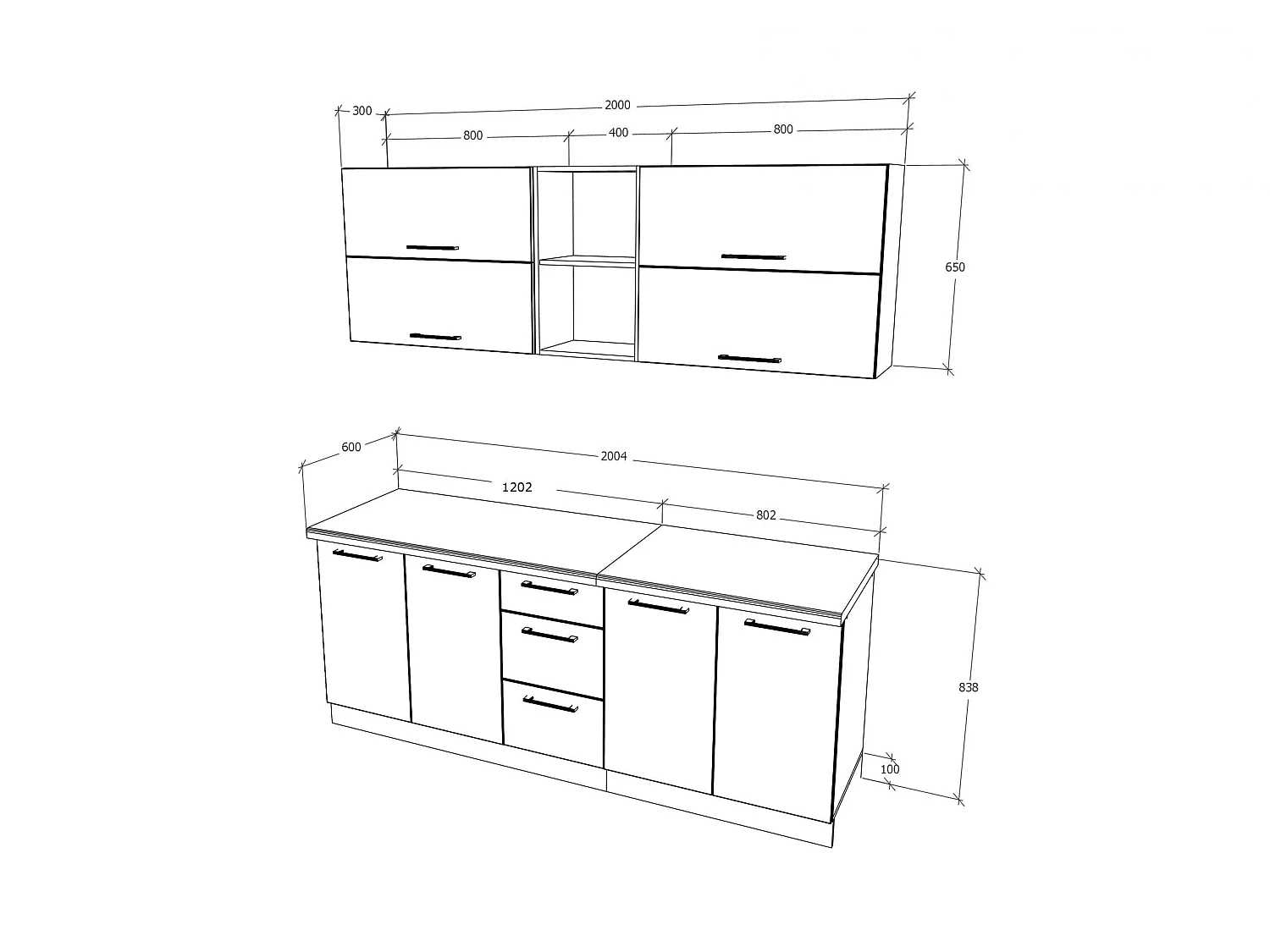 Cucina Arizona haaus, Antracite/Rovere Wotan, L 200 cm