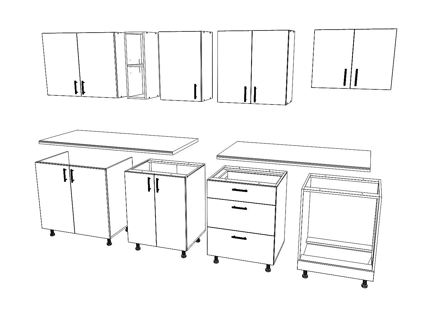 Conjunto Cocina haaus Karo V18, Blanco, Encimera Thermo 28 mm, L 260 cm