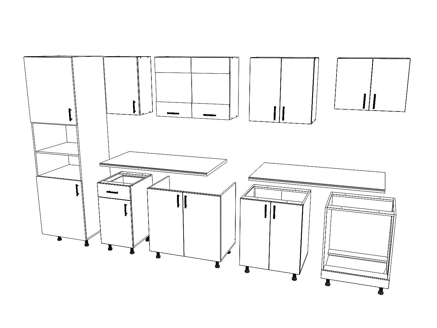 Set Cozinha haaus Karo V27, Cinza Brilhante/Branco, MDF, Tampo Thermo 28 mm, L 300 cm