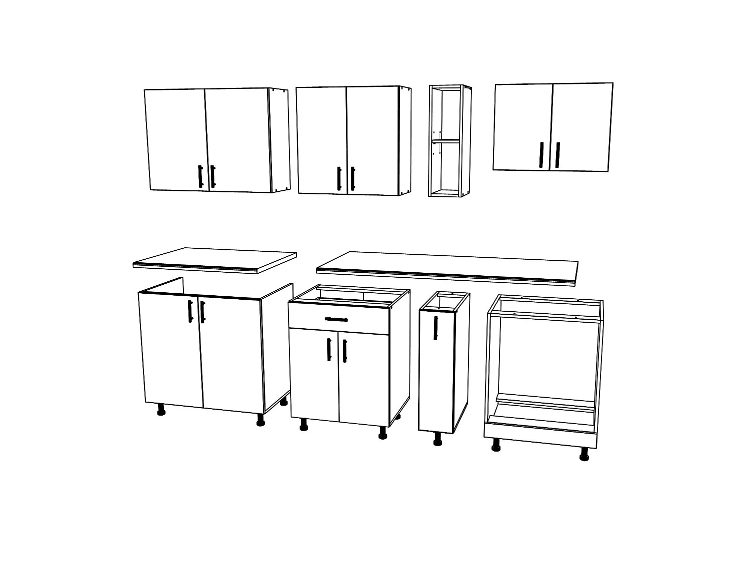 Set Cuisine haaus Karo V14, Chêne bronze/Blanc, Plan de travail Thermo 28 mm, L 220 cm