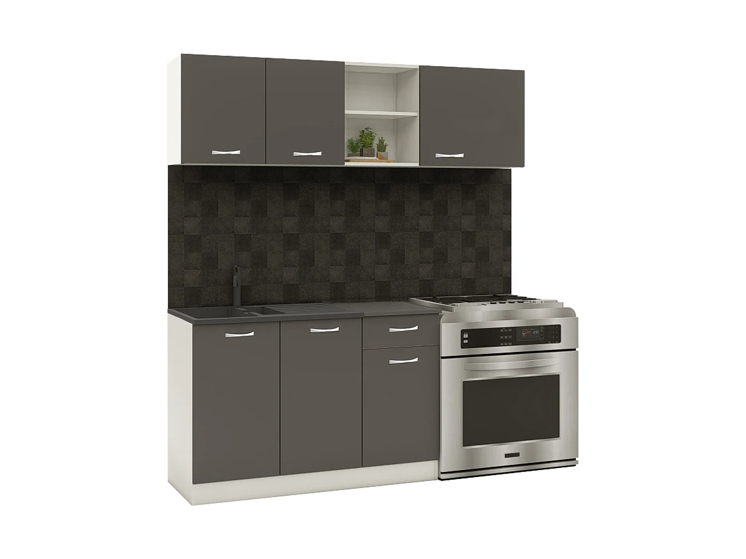 Set Cucina Kara haaus, Antracite/Bianco, L 180 cm