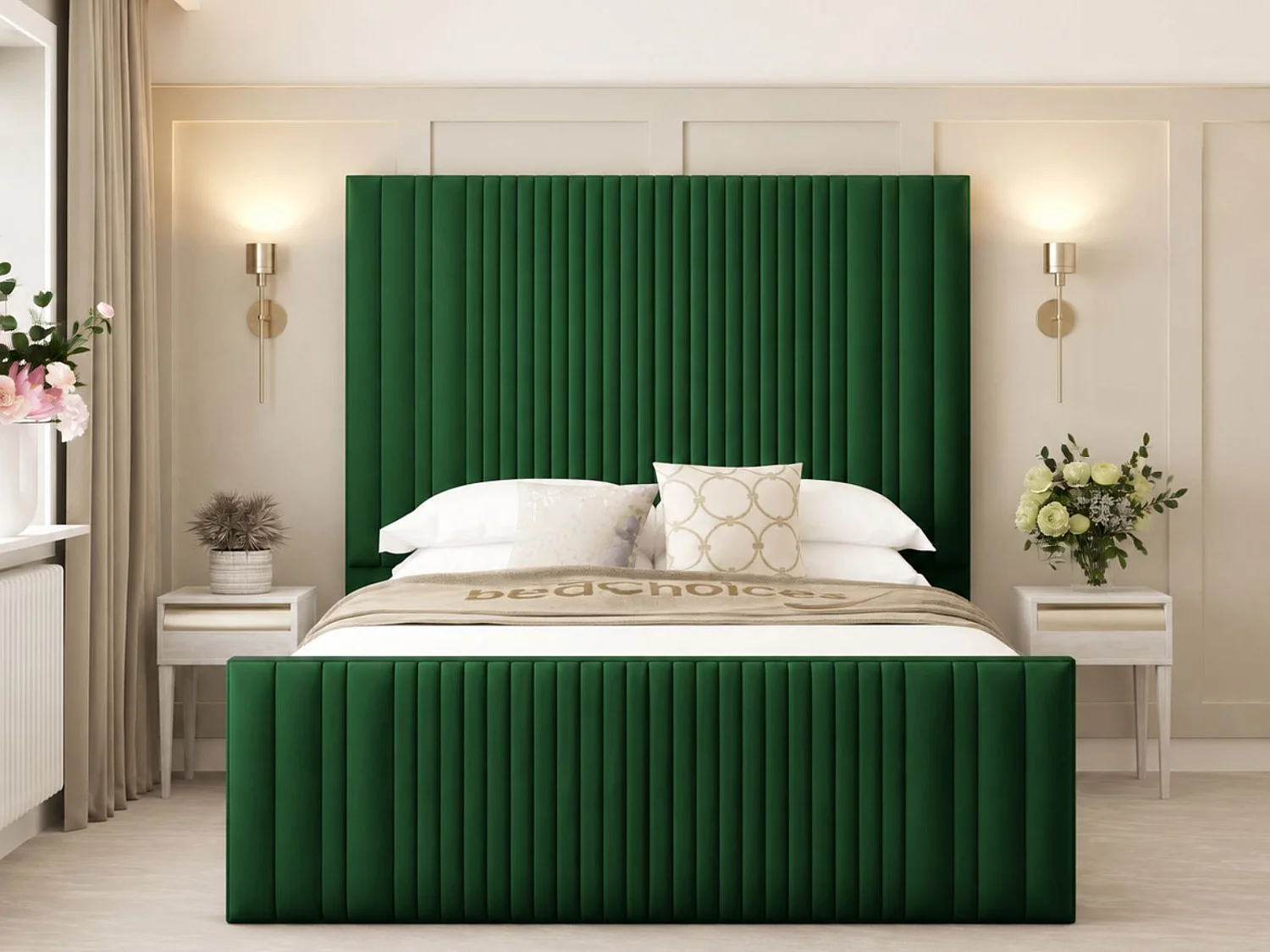 Aspire Upholstered Bed Frame Ottoman Gas Lift Storage with 70" Headboard (Green) - 150 x 200 cm
