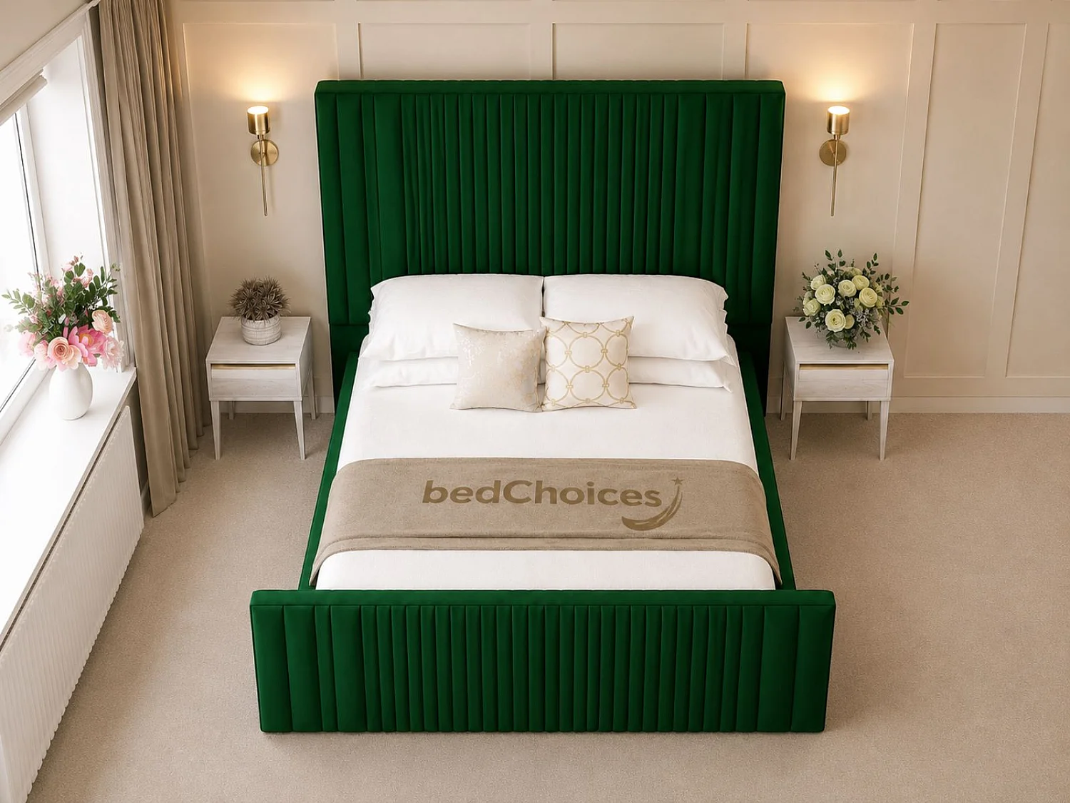 Aspire Upholstered Bed Frame Ottoman Gas Lift Storage with 70" Headboard (Green) - 120 x 190 cm