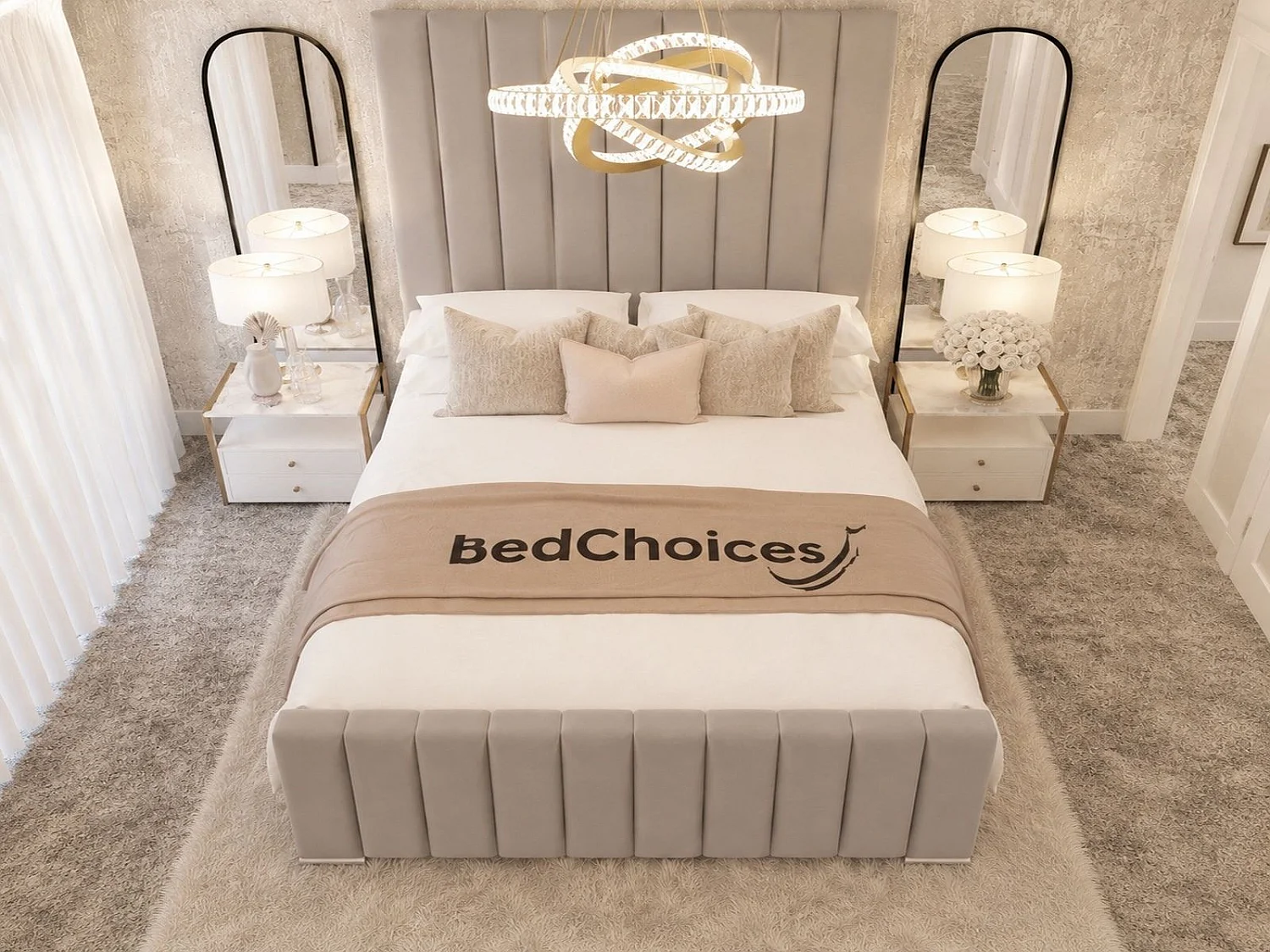 Kensington Upholstered Luxury Panelled Ottoman 70" Bed Frame with Gas Lift Storage (Silver) - 135 x 190 cm