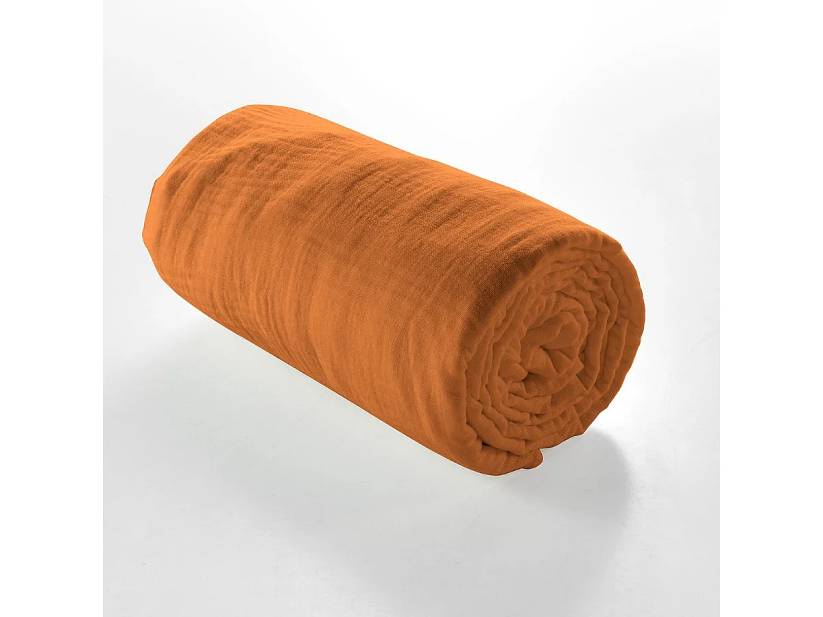 Drap Housse en Gaze de Coton "Angelia" 160x200cm Caramel