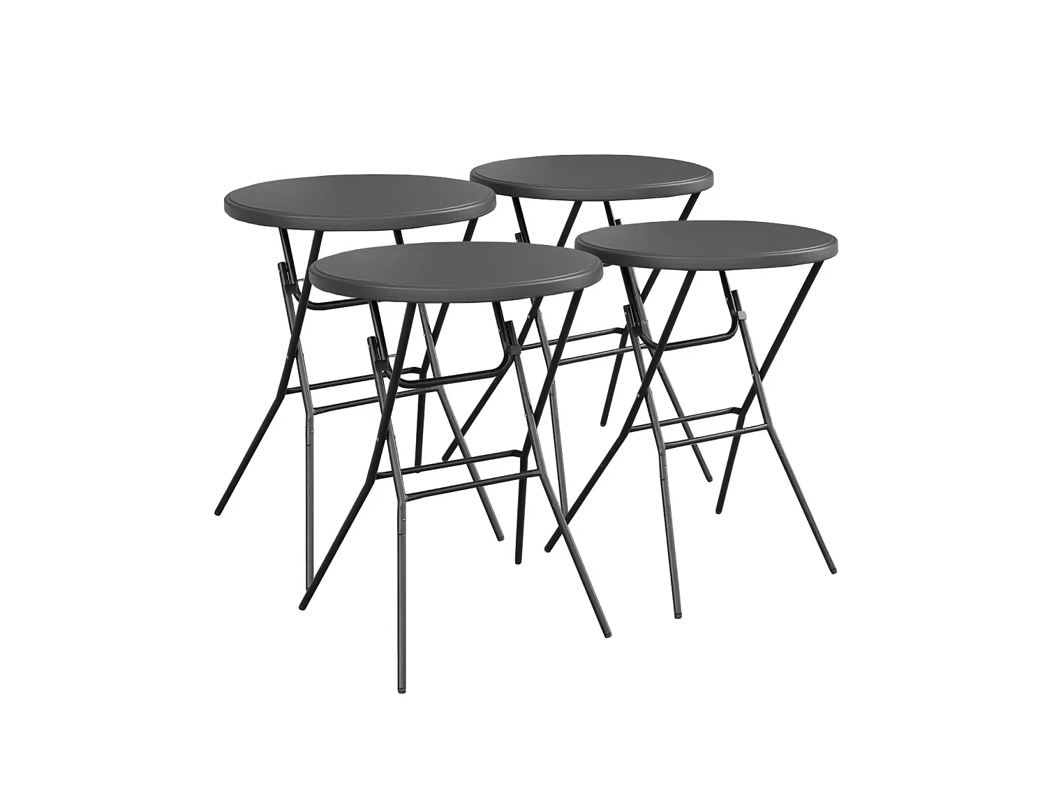 Mesa alta plegable de acero para eventos, set de 4 gris oscuro