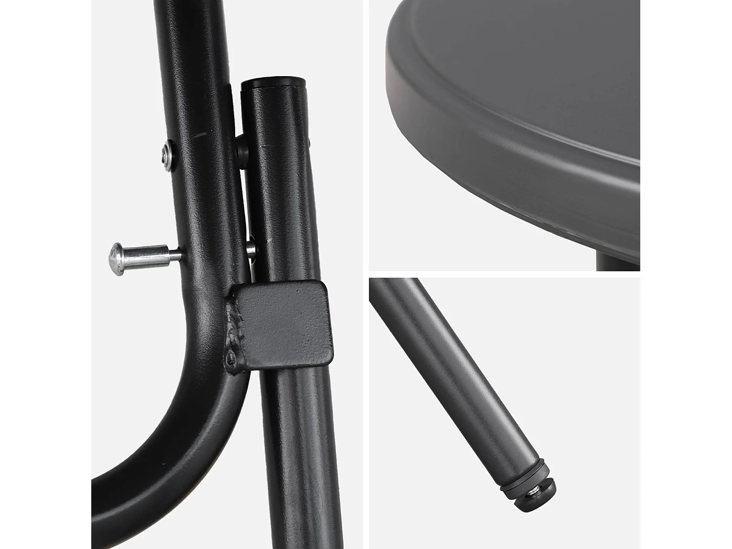 Mesa alta plegable de acero para eventos, set de 4 gris oscuro