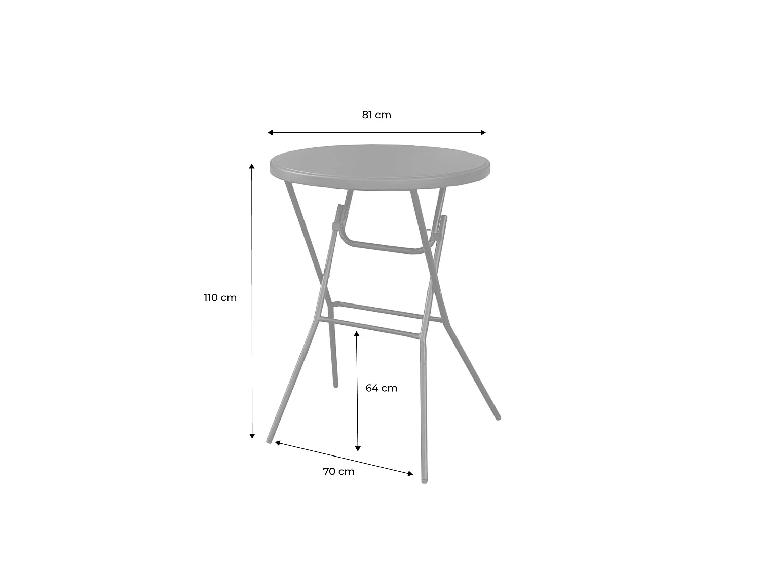 Mesa alta plegable de acero para eventos, set de 4 gris oscuro