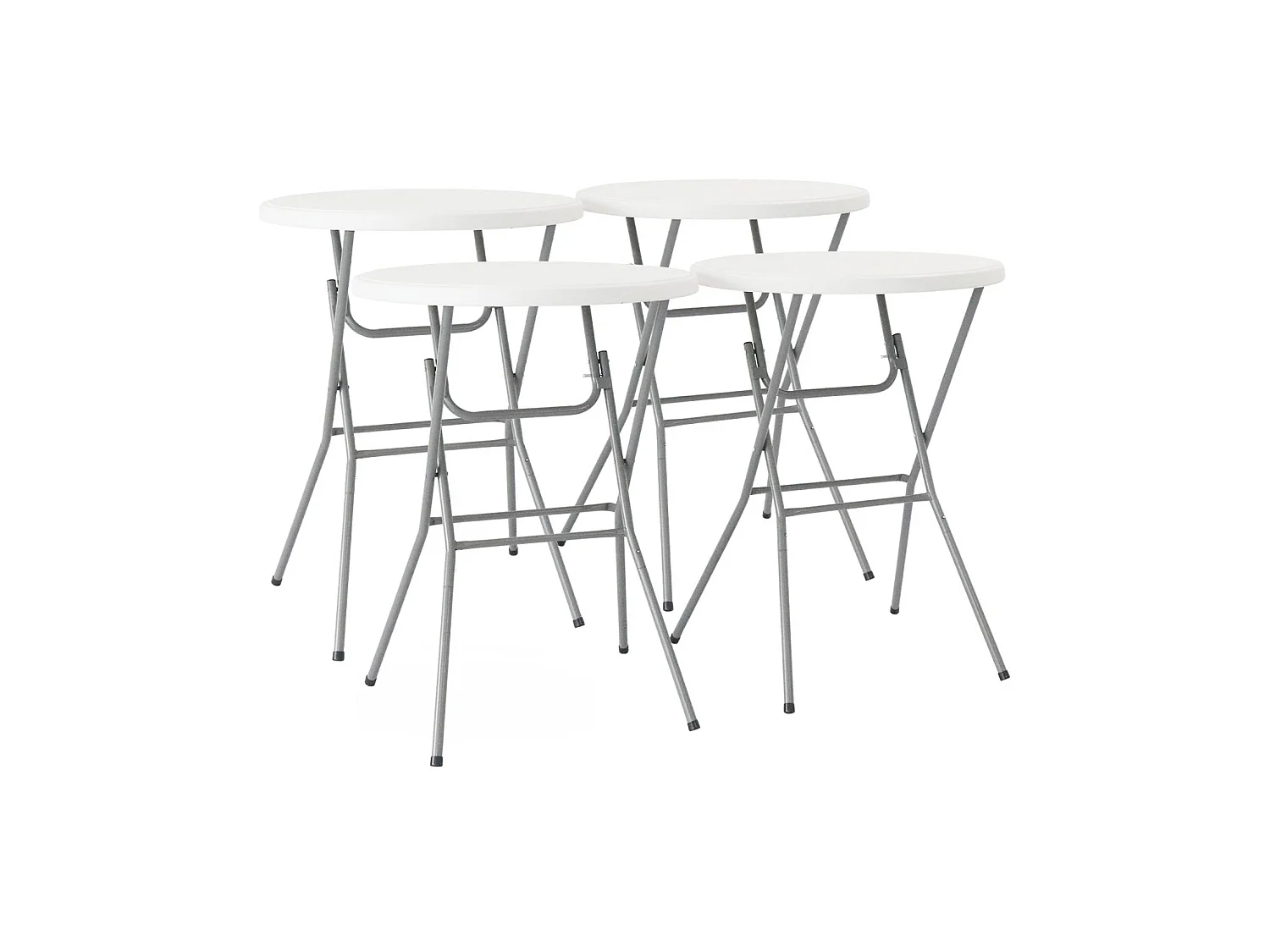Lot de 4 tables de réception. tables mange debout pliantes acier blanc