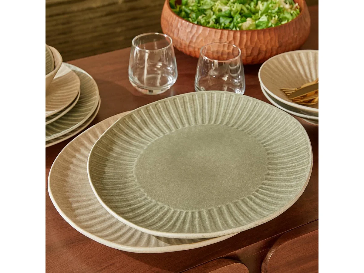 Assiette de Présentation en Faïence "Nyero" 32cm Vert