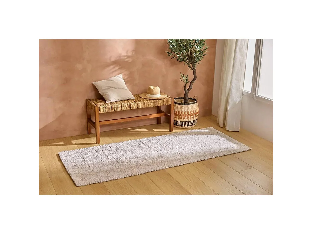 Tapis Effet Laine "Volna" 80x200cm Ivoire