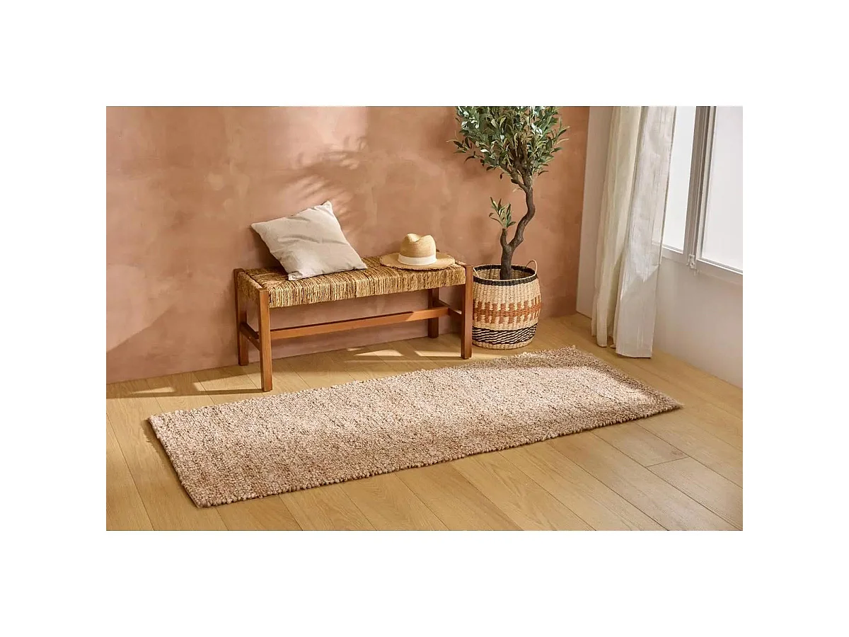 Tapis Effet Laine "Volna" 80x200cm Camel