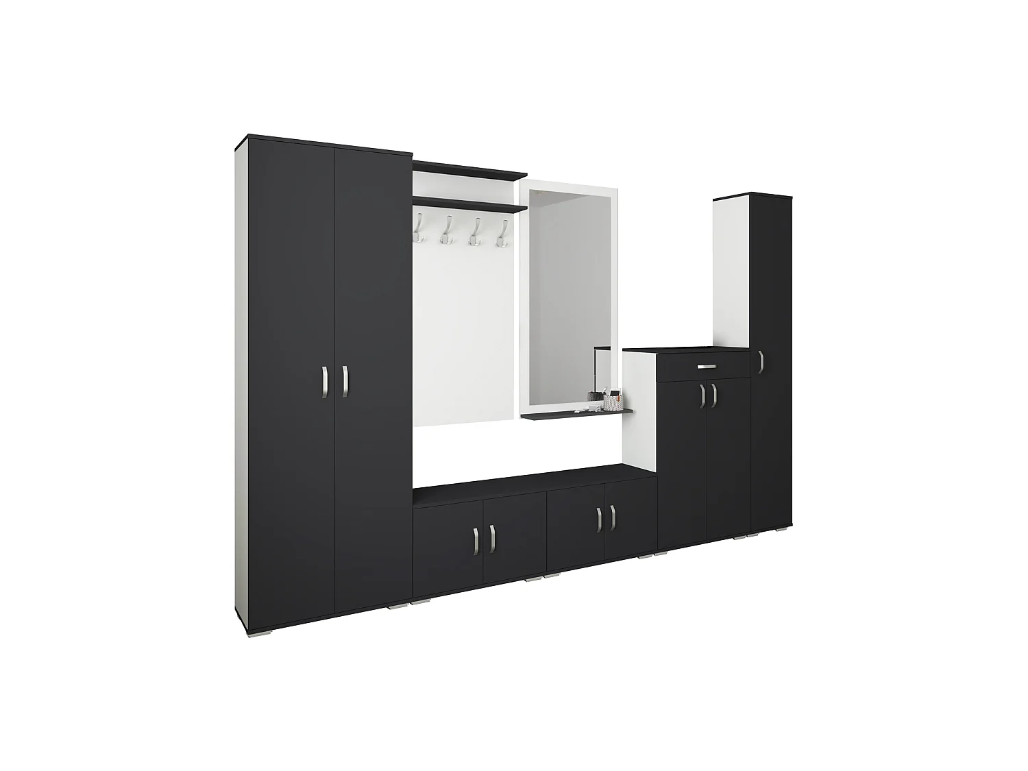 Conjunto Hall haaus Como V1, Antracite/Branco, L 300 cm