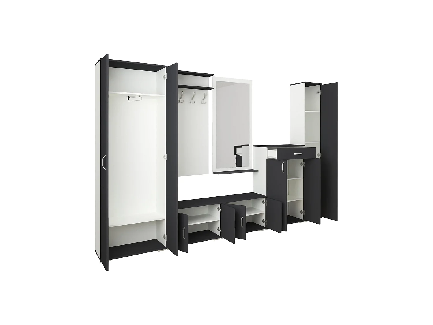 Conjunto Hall haaus Como V1, Antracite/Branco, L 300 cm