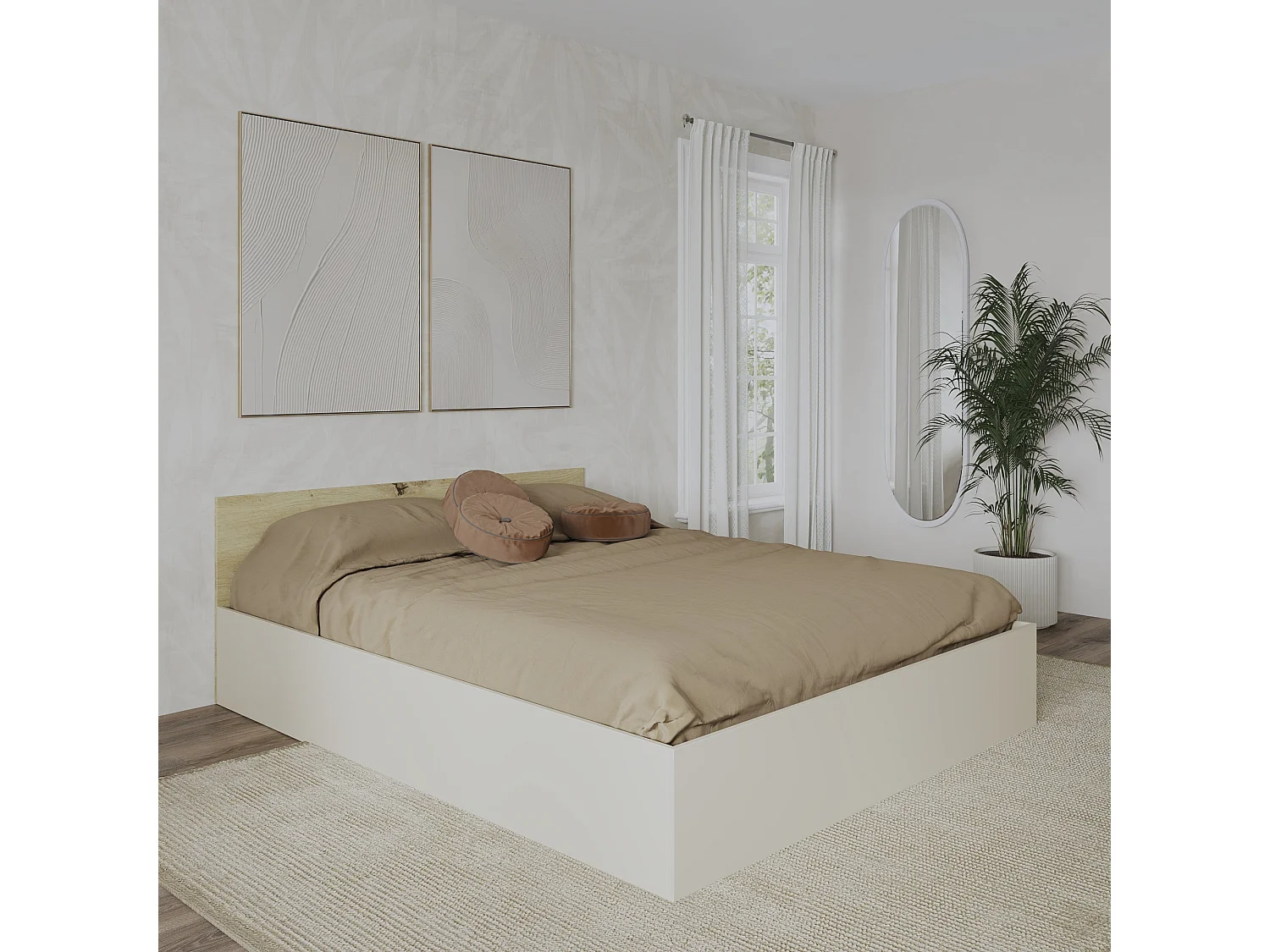 Letto haaus Malmo 200x160 cm con materasso in schiuma incluso, Rovere Artisan / Argilla