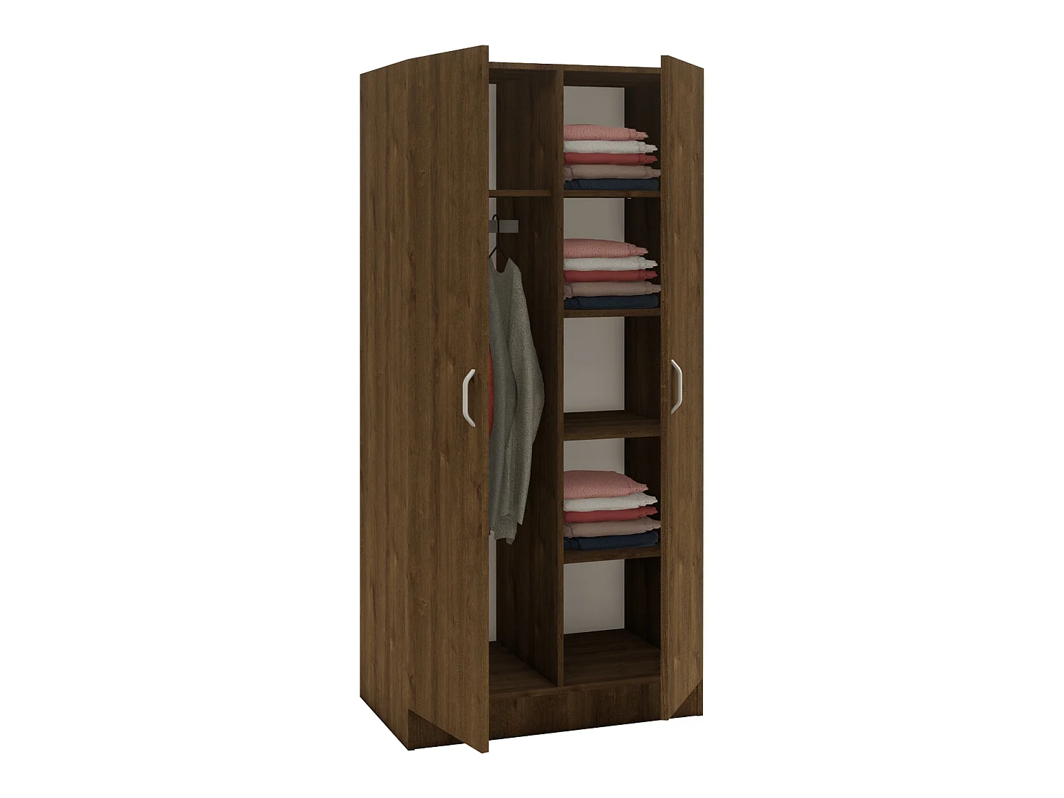 Armário haaus Remi, 2 portas, com prateleiras, Carvalho Bronze, 80 x 51 x 170 cm