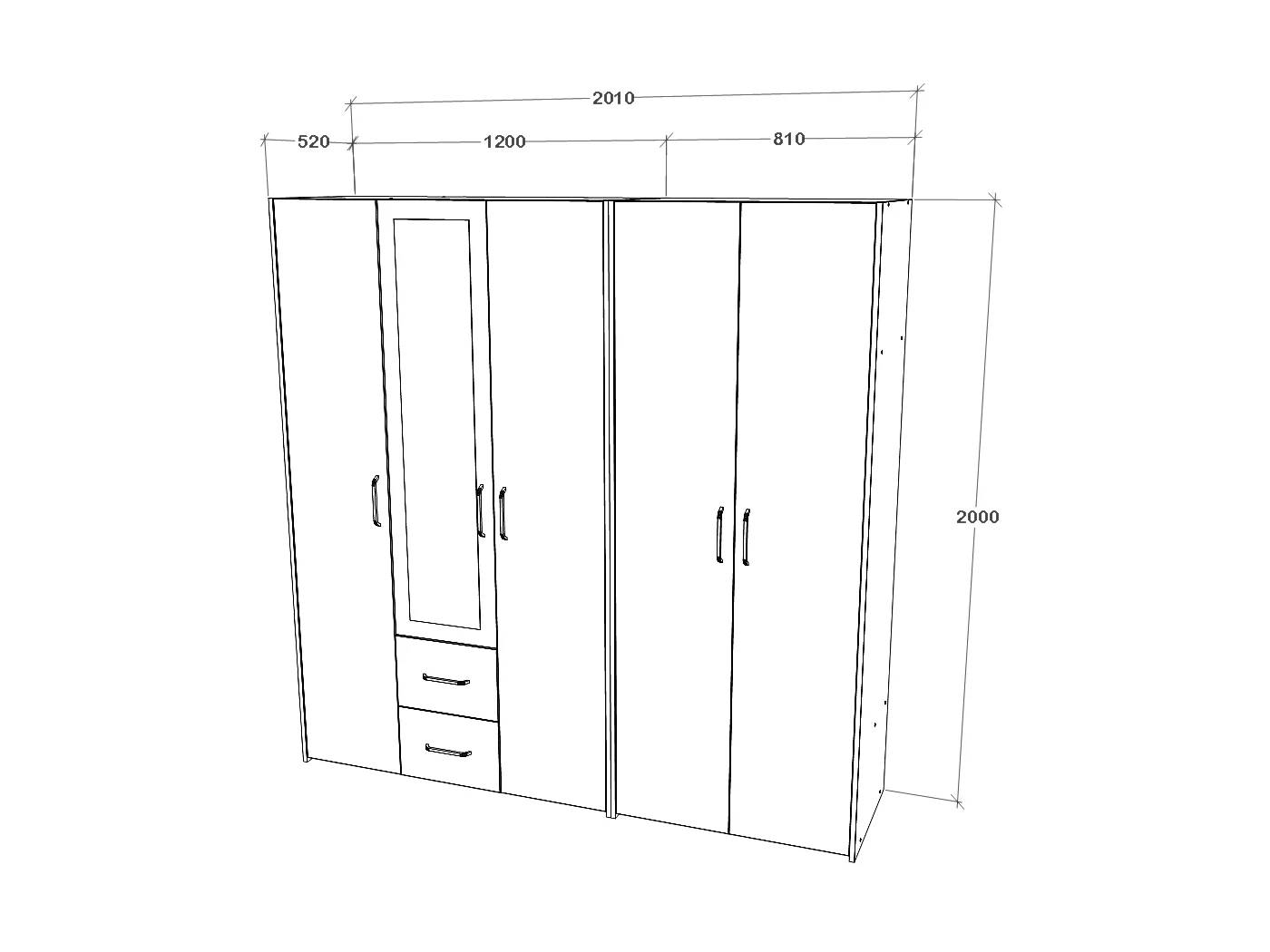 Vestidor haaus Malmo V3, Roble Blanco/Antracita, L 200 cm