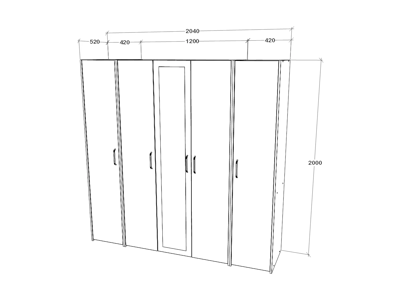 Vestidor haaus Malmo V5, Roble Blanco/Antracita, L 200 cm