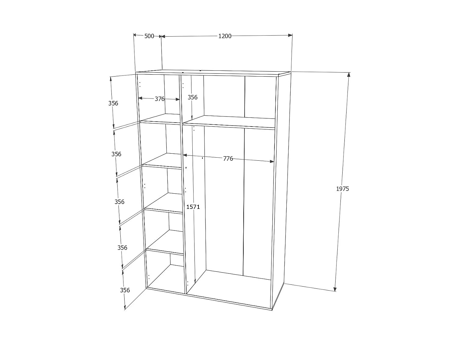 Armario haaus Nero, 3 puertas, Roble Sonoma, 120 x 52 x 200 cm