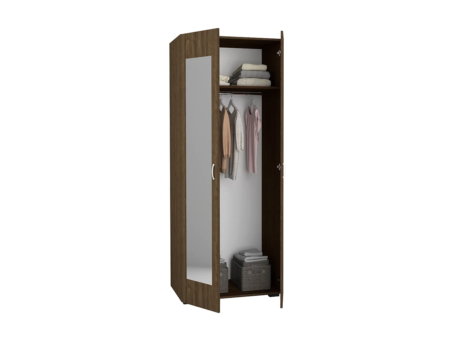 Armario haaus Nero, 2 puertas, espejo, Roble Bronce, 80 x 52 x 200 cm