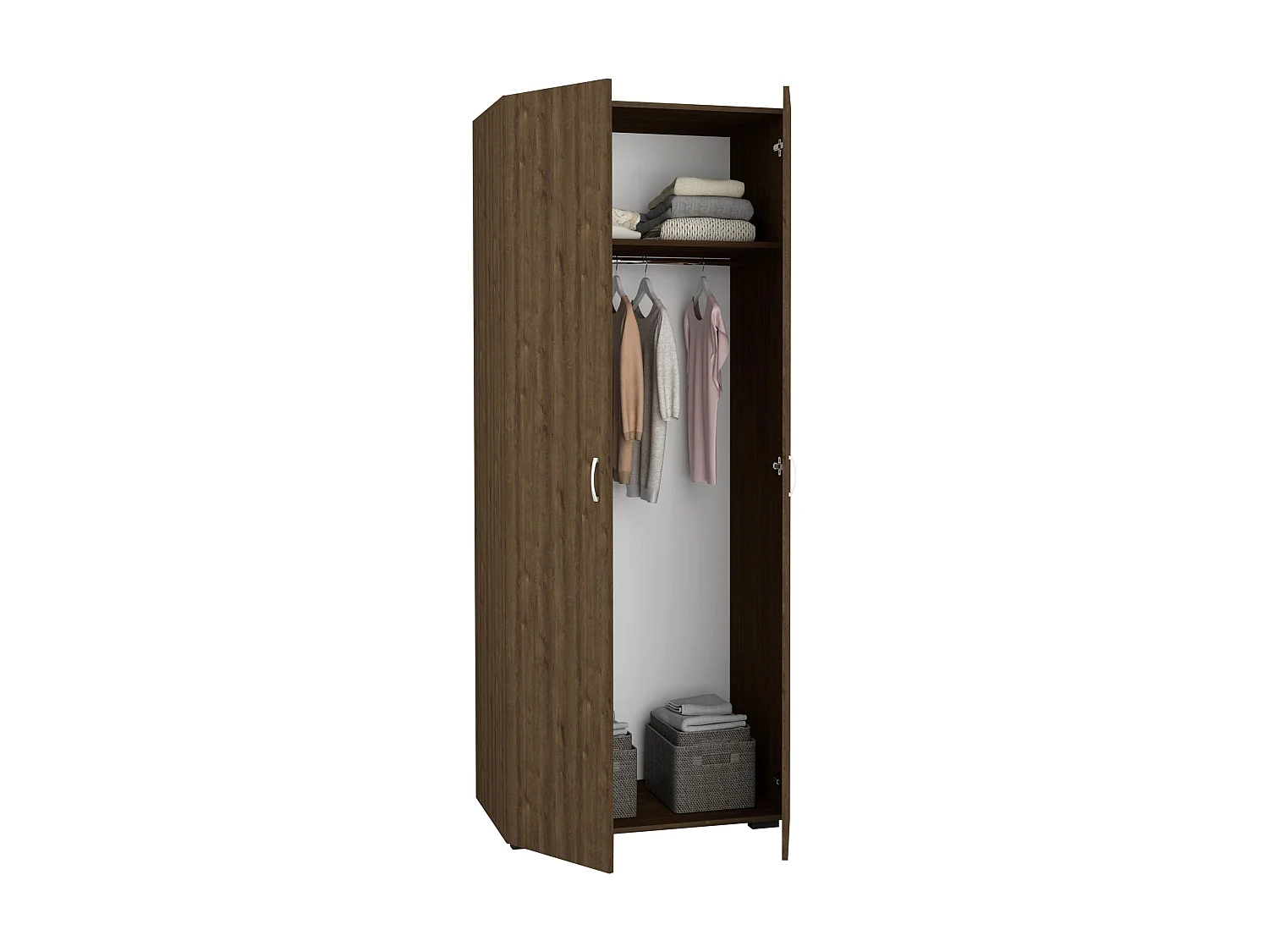 Armario haaus Nero, 2 puertas, espejo, Roble Bronce, 80 x 52 x 200 cm