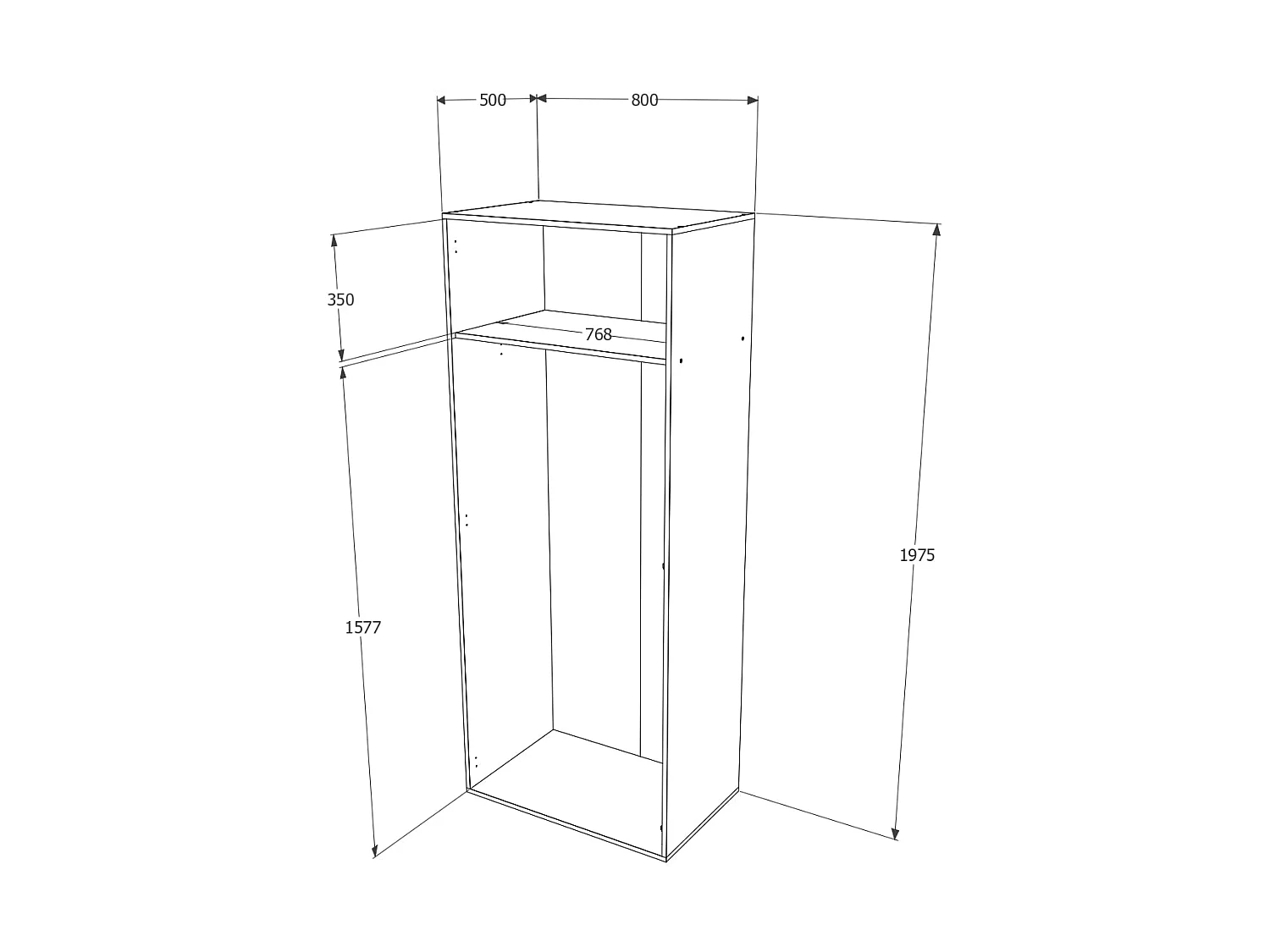 Armario haaus Nero, 2 puertas, Roble Sonoma, 80 x 52 x 200 cm