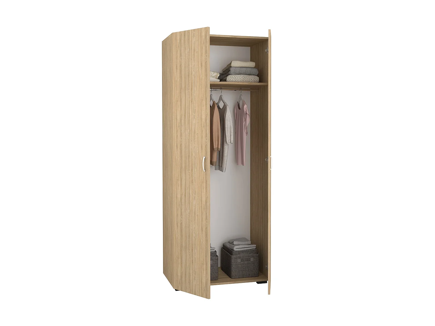 Armario haaus Nero, 2 puertas, espejo, Roble Sonoma, 80 x 52 x 200 cm