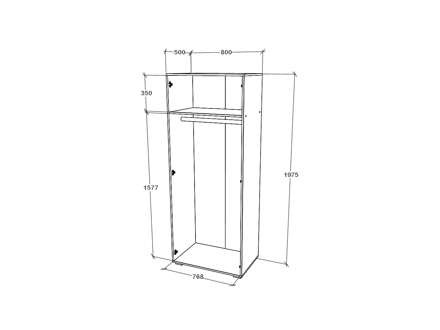 Armario haaus Nero, 2 puertas, espejo, Roble Sonoma, 80 x 52 x 200 cm