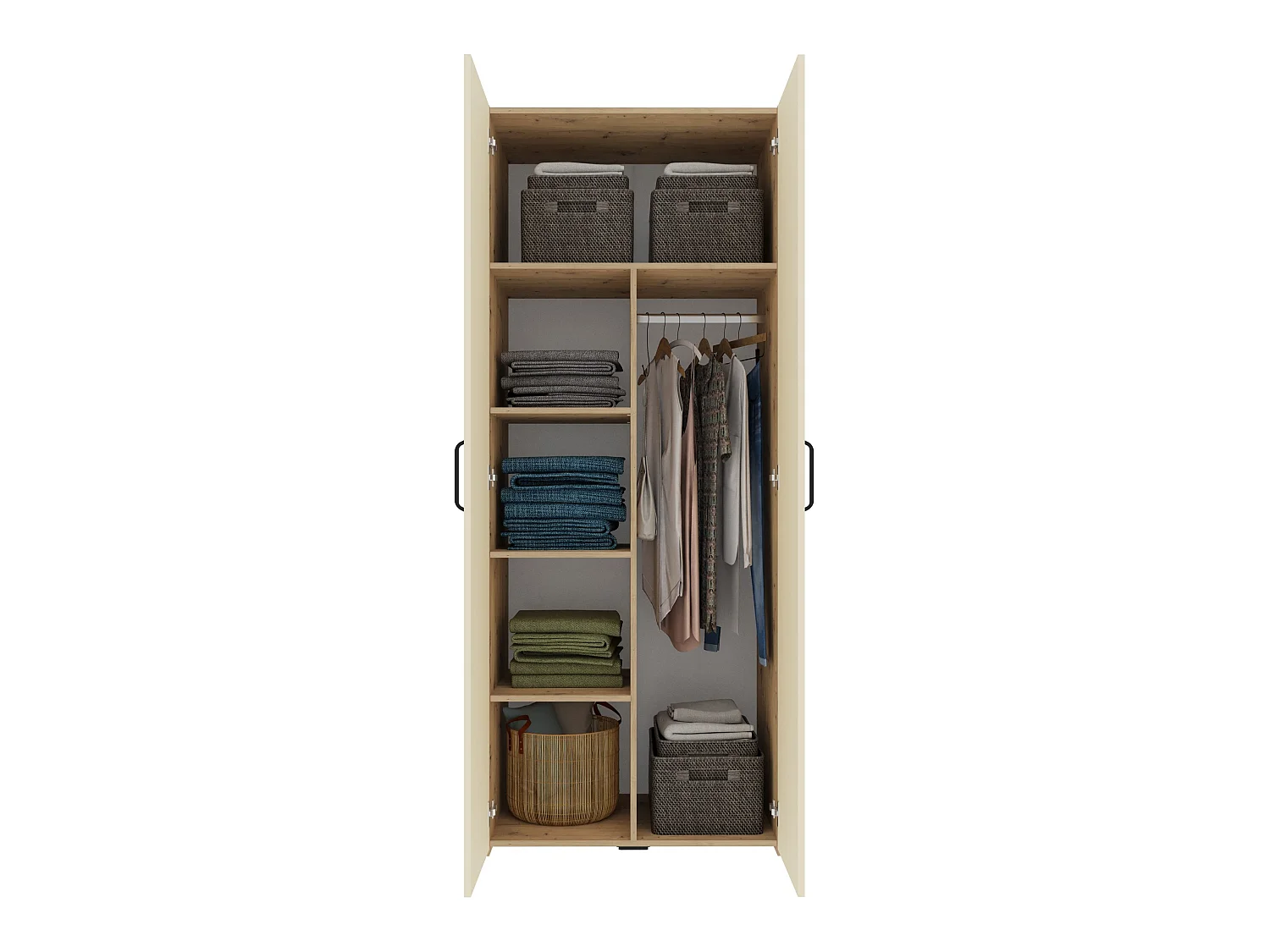 Armário haaus Malmo, 2 portas, com prateleiras, Carvalho Artisan/Argila, 81 x 52 x 200 cm