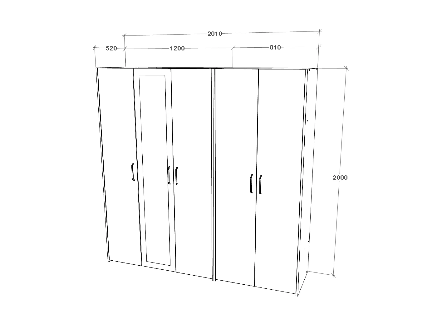 Vestidor haaus Malmo V2, Roble Blanco/Antracita, L 200 cm