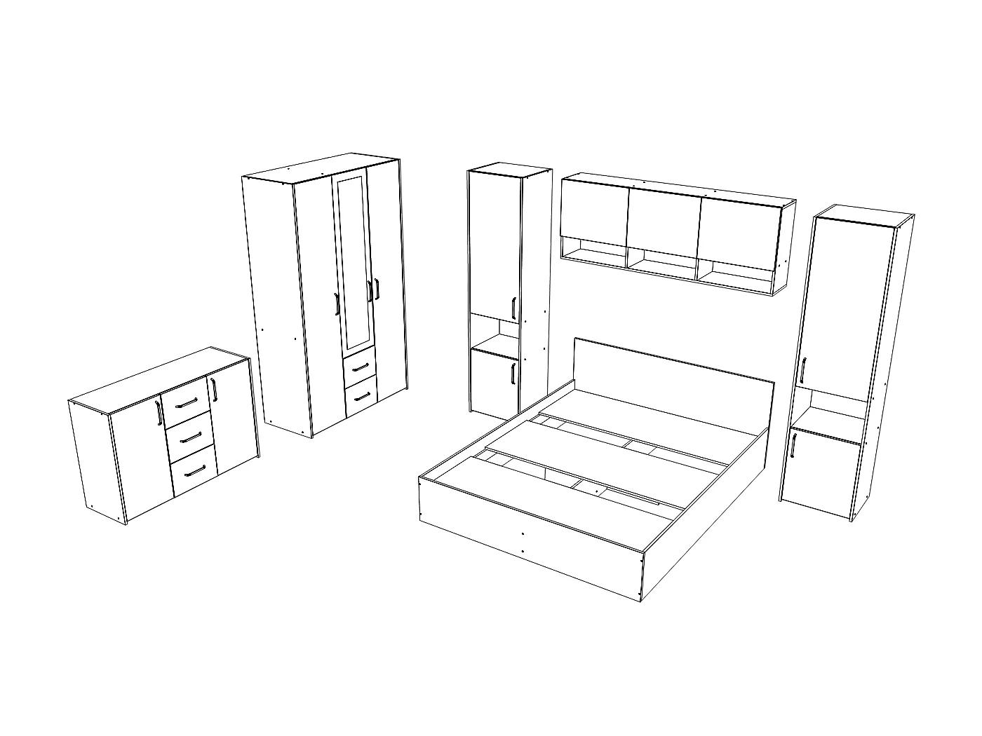 Set camera da letto haaus Malmo V12, Letto 200 x 160 cm, Rovere Artisan/Argilla