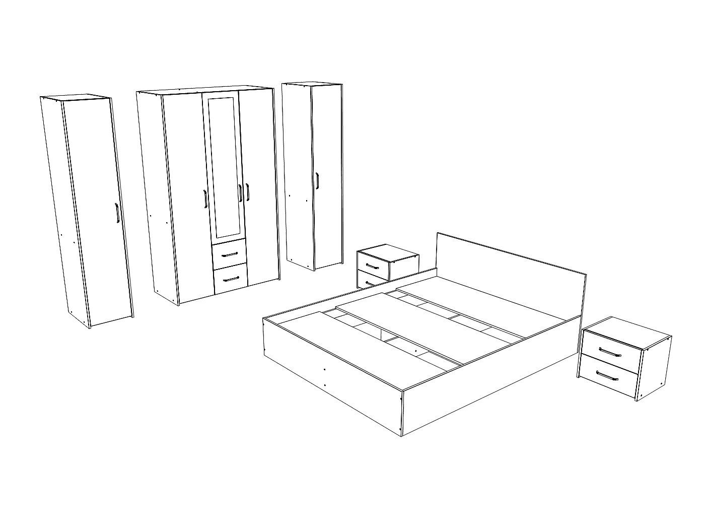 Set camera da letto haaus Malmo V10, Letto 200 x 160 cm, Rovere Artisan/Argilla