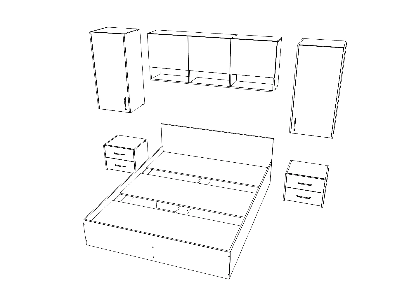 Set camera da letto haaus Malmo V13, Letto 200 x 140 cm, Rovere Artisan/Argilla