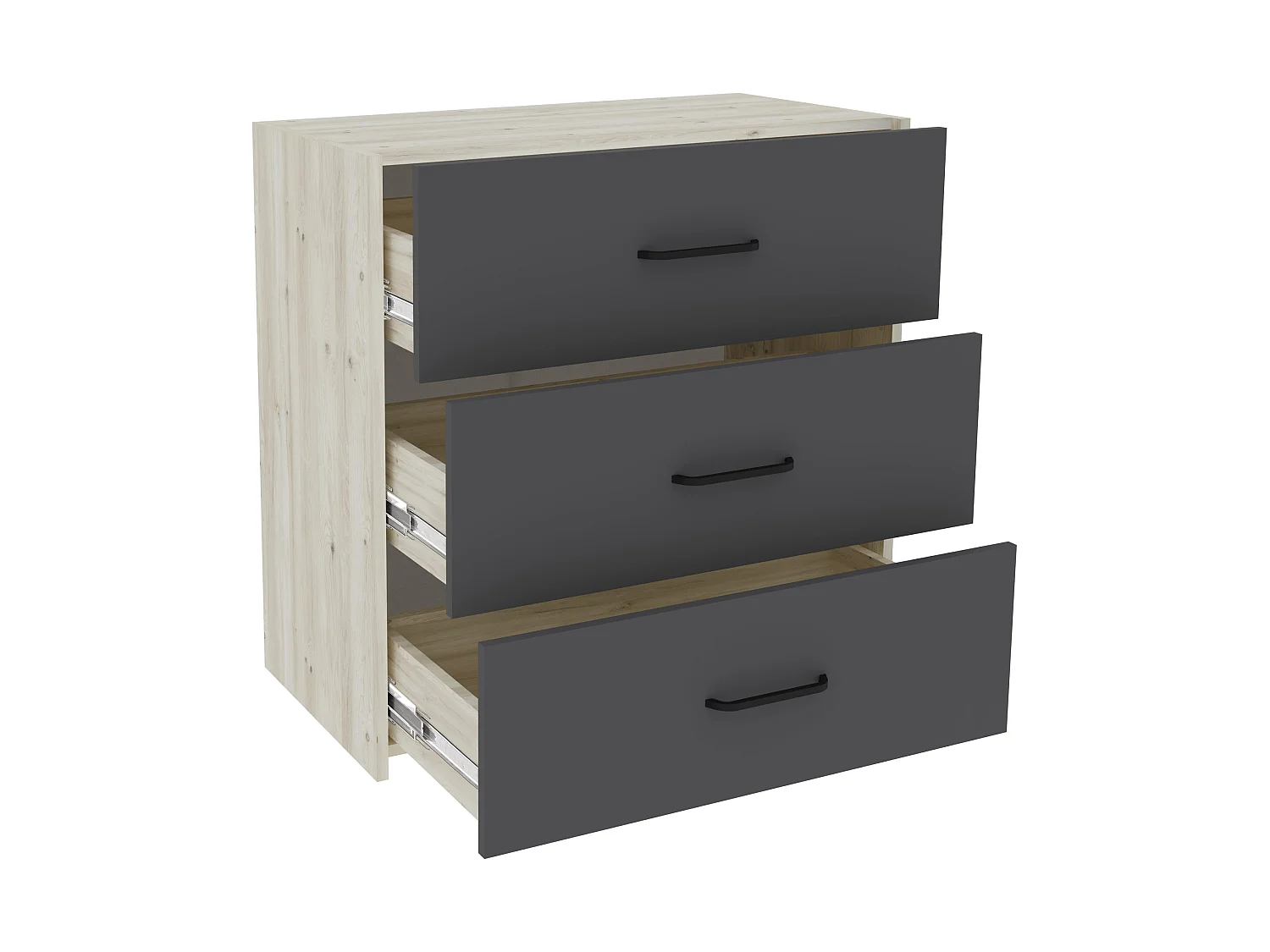 Set camera da letto haaus Malmo V6, Letto 200 x 140 cm, Rovere Bianco/Antracite