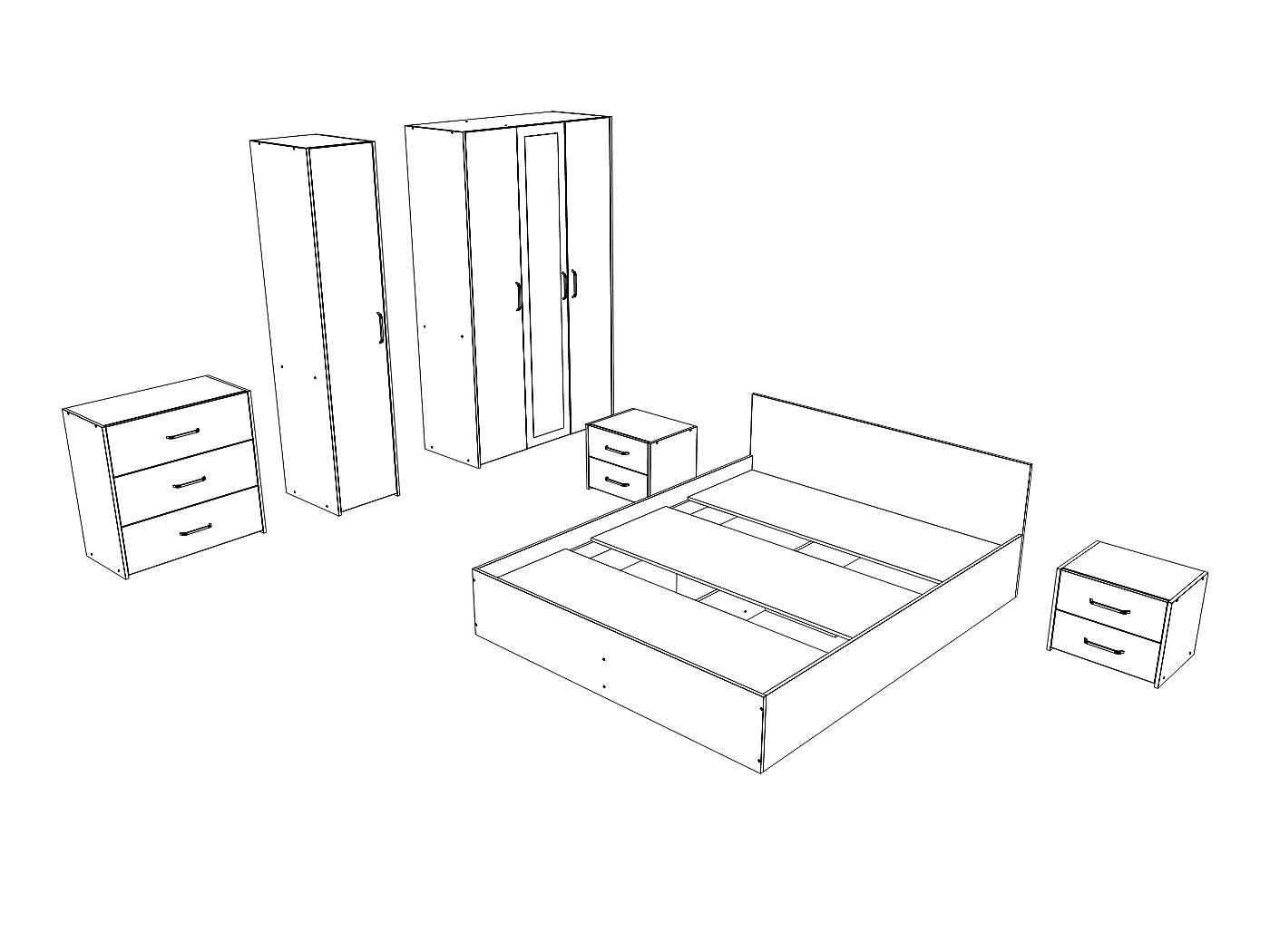 Set camera da letto haaus Malmo V8, Letto 200 x 160 cm, Rovere Artisan/Argilla
