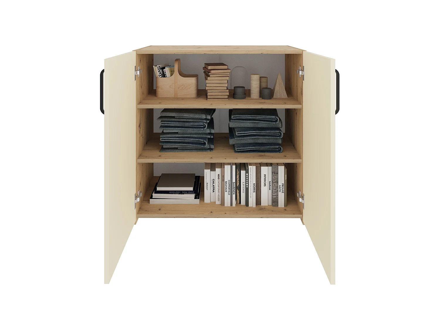 Set camera da letto haaus Malmo V19, Letto 200 x 90 cm, Rovere Artisan/Argilla