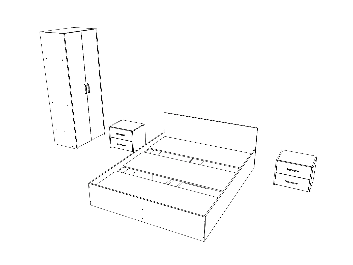 Set camera da letto haaus Malmo V1, Letto 200 x 140 cm, Rovere Artisan/Argilla